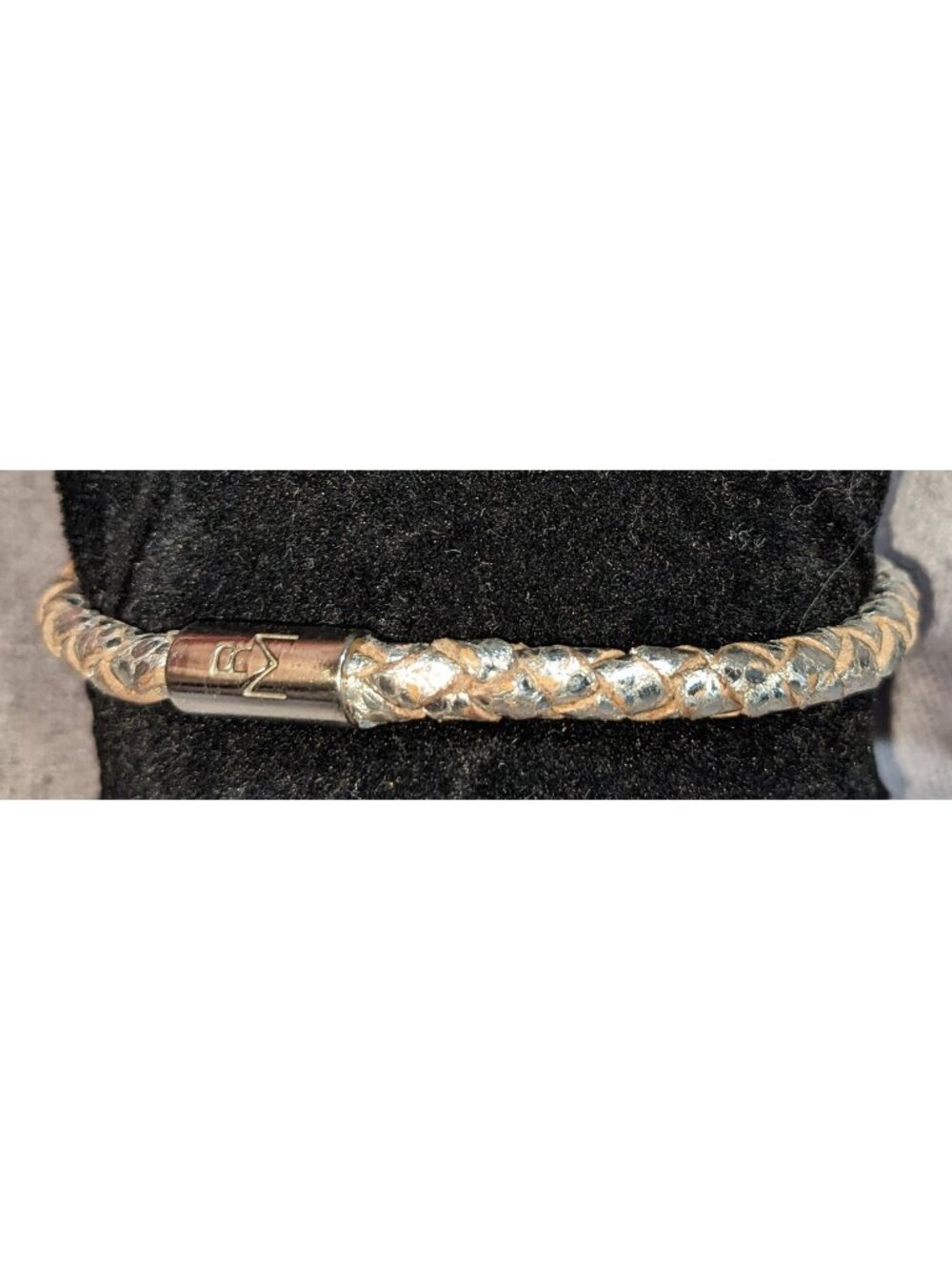 Minimalist Edgy Silver Braided Leather RM Bracelet
